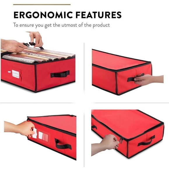 Christmas Wrapping Paper Storage Bag with Interior Pockets - Fits 24 Rolls - Picture 8 of 9